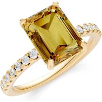 Citrine and Diamond Solitaire with Accent Ring in 9ct Gold