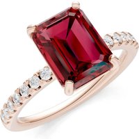 Garnet and Diamond Solitaire with Accent Ring in 9ct Rose Gold