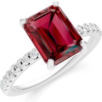Garnet and Diamond Solitaire with Accent Ring in 18ct White Gold