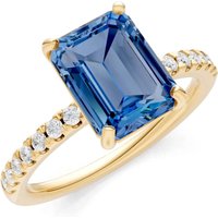 London Blue Topaz and Diamond Solitaire with Accent Ring in 18ct Gold