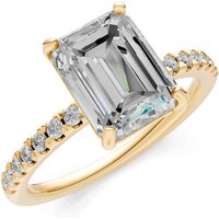 Moissanite and Diamond Solitaire with Accent Ring in 9ct Gold