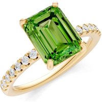 Peridot and Diamond Solitaire with Accent Ring in 18ct Gold