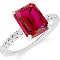 Ruby and Diamond Solitaire with Accent Ring in 18ct White Gold