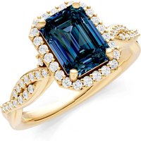 Alexandrite and Diamond Twisted Vine Solitaire Halo with Accent Ring in 18ct Gold