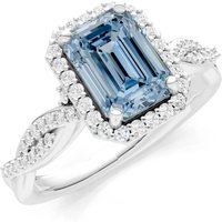 Aquamarine and Diamond Twisted Vine Solitaire Halo with Accent Ring in 18ct White Gold