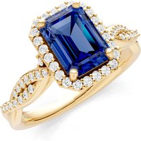 Sapphire and Diamond Twisted Vine Solitaire Halo with Accent Ring in 18ct Gold