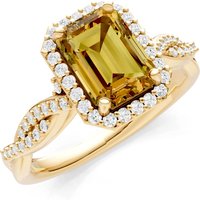 Citrine and Diamond Twisted Vine Solitaire Halo with Accent Ring in 18ct Gold