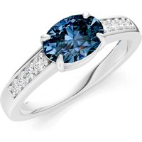Alexandrite and Diamond East West Oval Gemstone with Accents Ring in 9ct White Gold