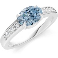 Aquamarine and Diamond East West Oval Gemstone with Accents Ring in 18ct White Gold
