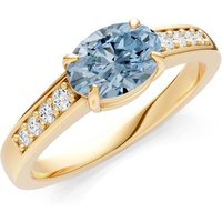 Aquamarine and Diamond East West Oval Gemstone with Accents Ring in 9ct Gold