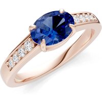 Sapphire and Diamond East West Oval Gemstone with Accents Ring in 9ct Rose Gold