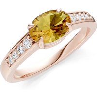 Citrine and Diamond East West Oval Gemstone with Accents Ring in 9ct Rose Gold