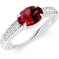 Garnet and Diamond East West Oval Gemstone with Accents Ring in 18ct White Gold