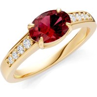 Garnet and Diamond East West Oval Gemstone with Accents Ring in 18ct Gold