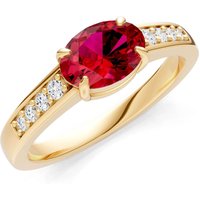 Ruby and Diamond East West Oval Gemstone with Accents Ring in 9ct Gold