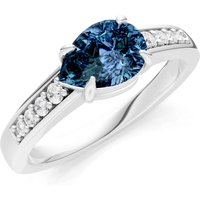 Alexandrite and Diamond East West Pear Gemstone with Accents Ring in 18ct White Gold