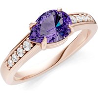 Amethyst and Diamond East West Pear Gemstone with Accents Ring in 9ct Rose Gold