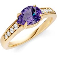 Amethyst and Diamond East West Pear Gemstone with Accents Ring in 18ct Gold
