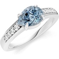 Aquamarine and Diamond East West Pear Gemstone with Accents Ring in 18ct White Gold