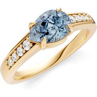 Aquamarine and Diamond East West Pear Gemstone with Accents Ring in 18ct Gold