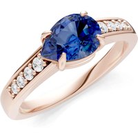 Sapphire and Diamond East West Pear Gemstone with Accents Ring in 9ct Rose Gold