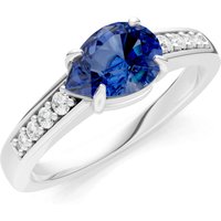 Sapphire and Diamond East West Pear Gemstone with Accents Ring in 18ct White Gold