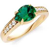 Emerald and Diamond East West Pear Gemstone with Accents Ring in 18ct Gold