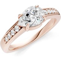 Diamond East West Pear Gemstone with Accents Ring, 0.5 ct in 9ct Rose Gold