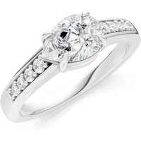 Diamond East West Pear Gemstone with Accents Ring, 0.5 ct in 9ct White Gold