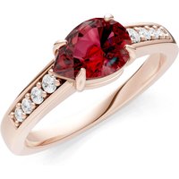 Garnet and Diamond East West Pear Gemstone with Accents Ring in 9ct Rose Gold