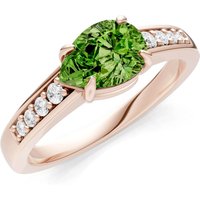 Peridot and Diamond East West Pear Gemstone with Accents Ring in 9ct Rose Gold