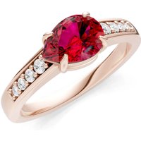 Ruby and Diamond East West Pear Gemstone with Accents Ring in 9ct Rose Gold