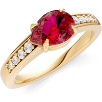 Ruby and Diamond East West Pear Gemstone with Accents Ring in 18ct Gold