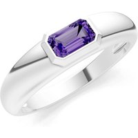 Amethyst Bezel Set Signet Ring in 18ct White Gold