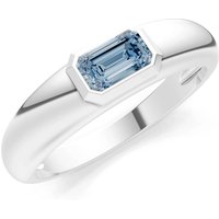 Aquamarine Bezel Set Signet Ring in 18ct White Gold