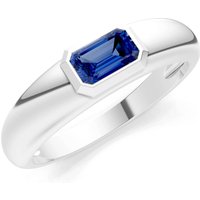 Sapphire Bezel Set Signet Ring in 18ct White Gold