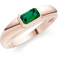 Emerald Bezel Set Signet Ring in 9ct Rose Gold