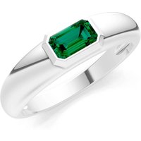 Emerald Bezel Set Signet Ring in 18ct White Gold