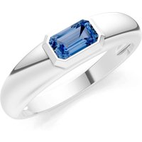 London Blue Topaz Bezel Set Signet Ring in 9ct White Gold