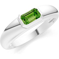 Peridot Bezel Set Signet Ring in 18ct White Gold