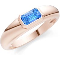 Swiss Blue Topaz Bezel Set Signet Ring in 9ct Rose Gold