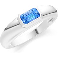 Swiss Blue Topaz Bezel Set Signet Ring in 9ct White Gold