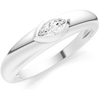 Diamond Bezel Set Signet Ring, 0.14 ct in 18ct White Gold