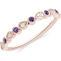 Amethyst and Diamond Milgrain Stacking Cut Ring in 9ct Rose Gold
