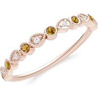 Citrine and Diamond Milgrain Stacking Cut Ring in 9ct Rose Gold