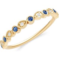 London Blue Topaz and Diamond Milgrain Stacking Cut Ring in 18ct Gold