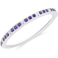 Amethyst Half Eternity Stacking Cut Band Ring in 9ct White Gold
