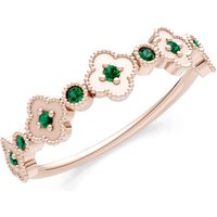 Emerald and Diamond Faux Clover Cut Ring in 9ct Rose Gold