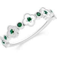 Emerald and Diamond Faux Clover Cut Ring in 18ct White Gold