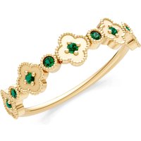 Emerald and Diamond Faux Clover Cut Ring in 9ct Gold